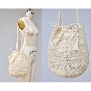 Yute Bucket Bag LARGE Crochet Straw Sisal Jute Market Bag - Natural Fiber Bag